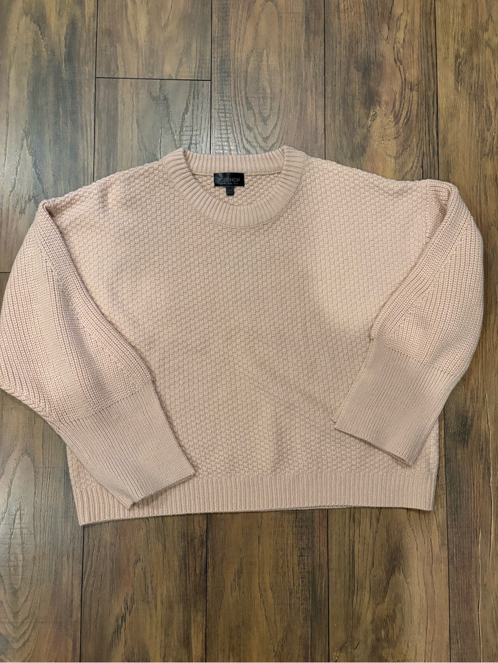 TopShop Pink Crewneck Textured Sweater